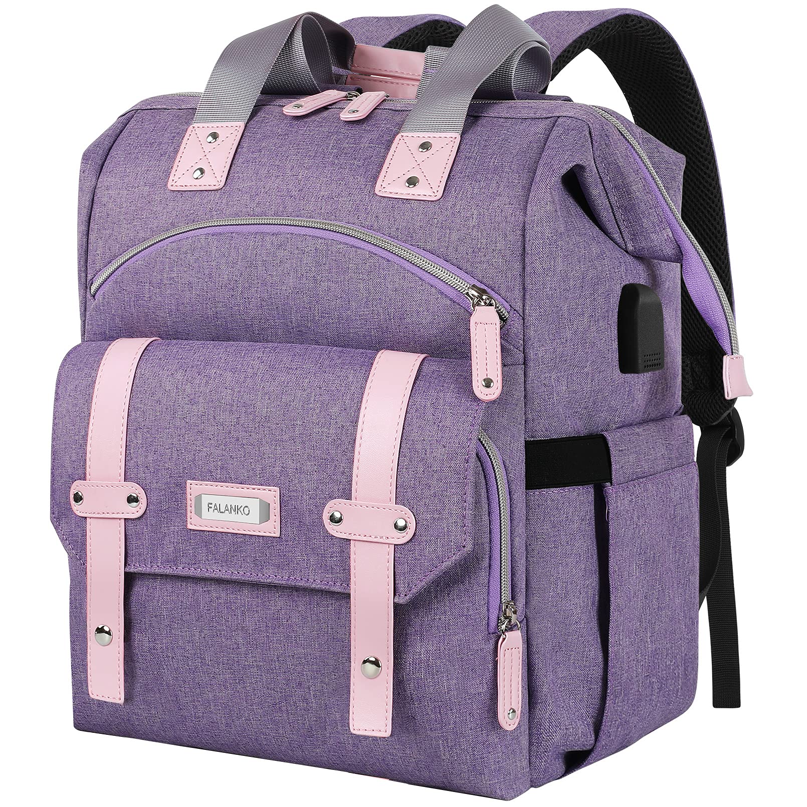 Foto 2 pulgar | Mochila para Portátil Falanko de 17 Pulgadas con Puerto USB Morado para Mujer - Venta Internacional