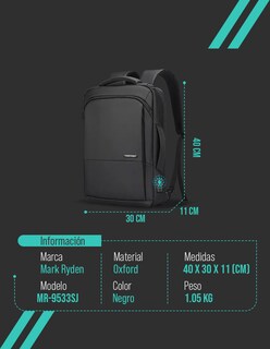 Foto 6 | Mochila para Laptop Mark Ryden 9533sj Negra