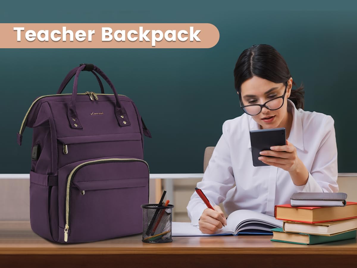 Foto 7 | Mochila Lovevook College para Portátil de 15,6 Pulgadas Resistente al Agua Morado - Venta Internacional