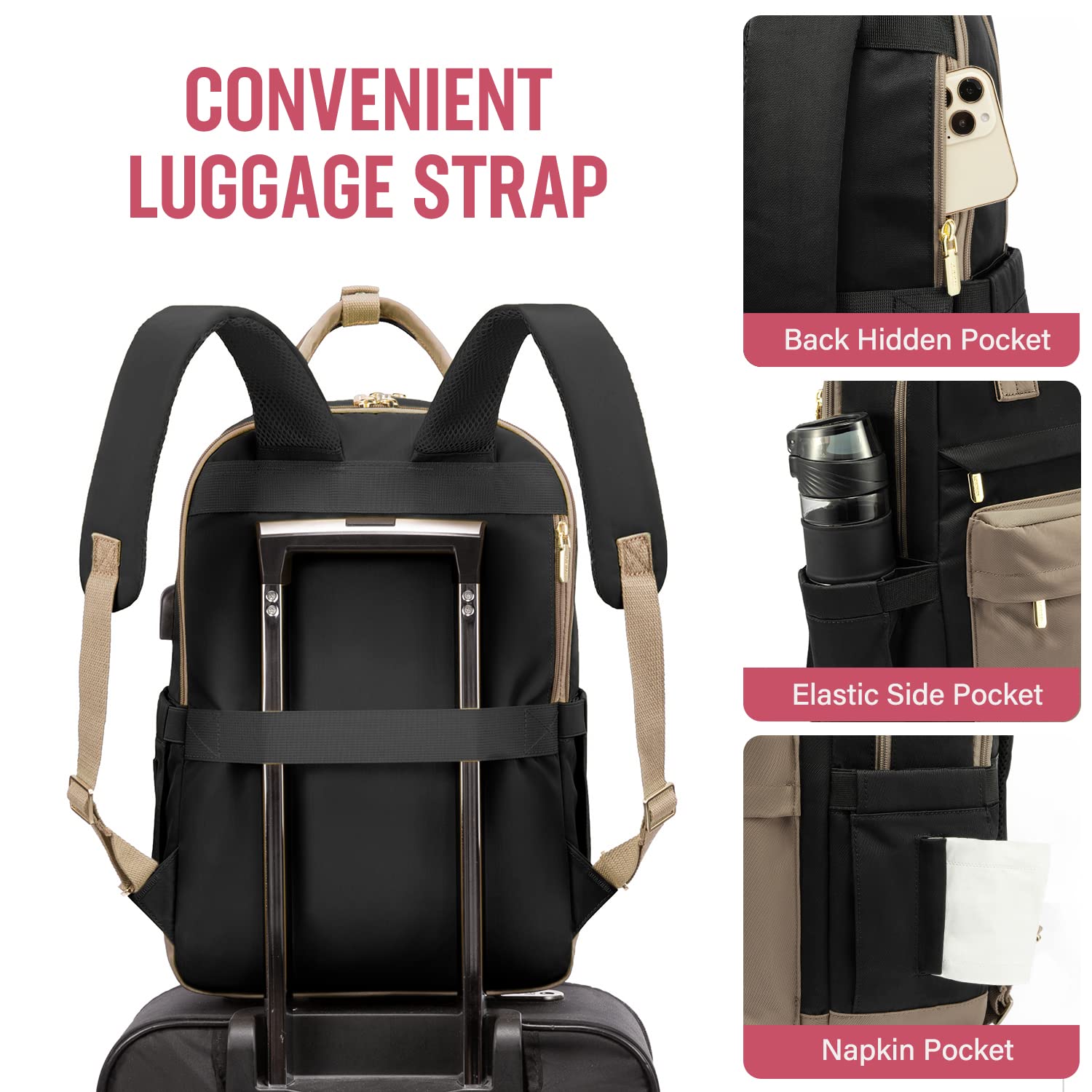 Foto 5 pulgar | Mochila para Laptop Lovevook Impermeable con Puerto Usb 15,6 Pulgadas - Venta Internacional