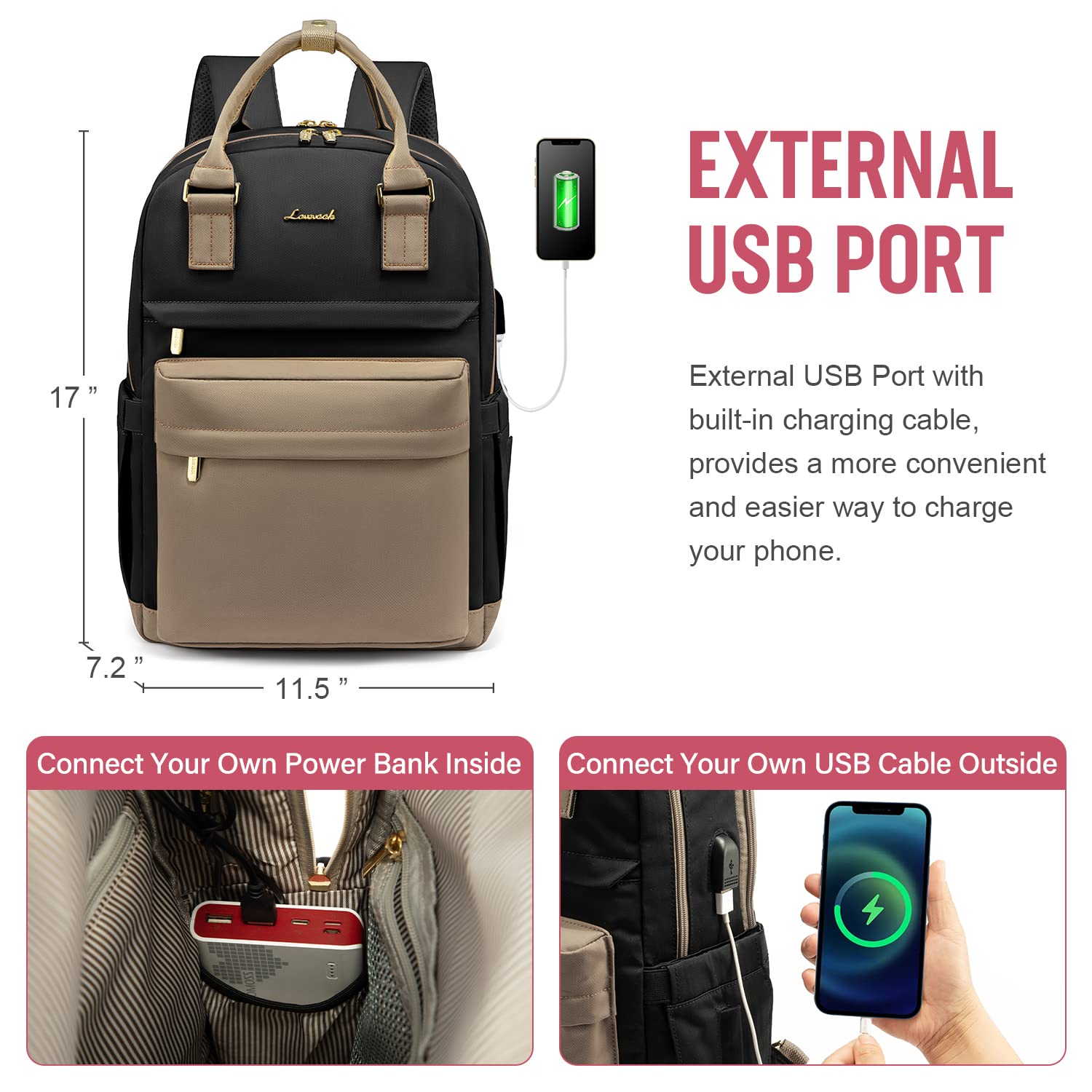 Foto 5 | Mochila para Laptop Lovevook Impermeable con Puerto Usb 15,6 Pulgadas - Venta Internacional