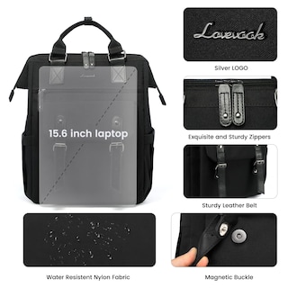 Foto 2 | Mochila para Laptop Lovevook 15,6 Pulgadas con Puerto Usb Negro - Venta Internacional