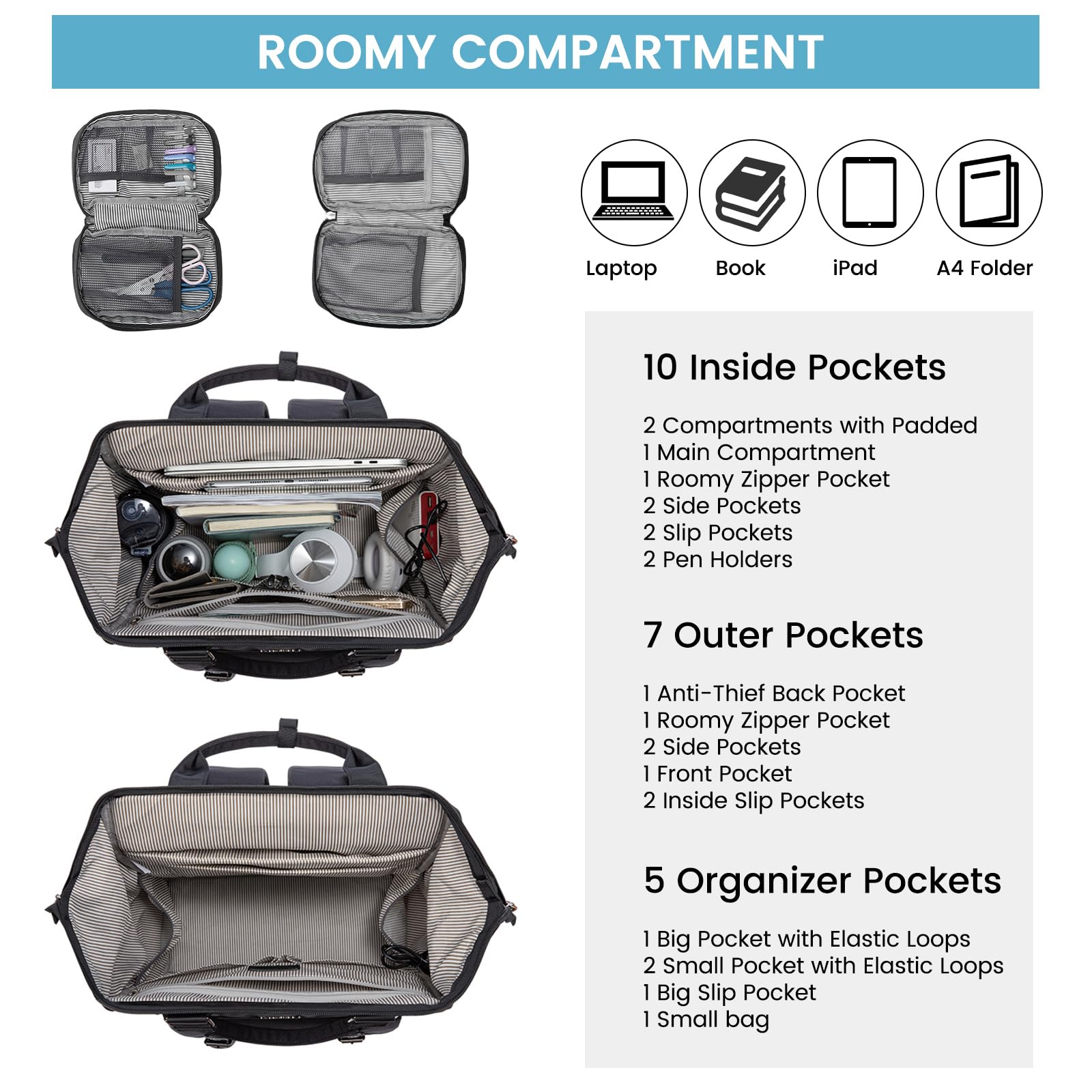 Foto 4 pulgar | Mochila para Laptop Lovevook 15,6 Pulgadas con Puerto Usb Negro - Venta Internacional