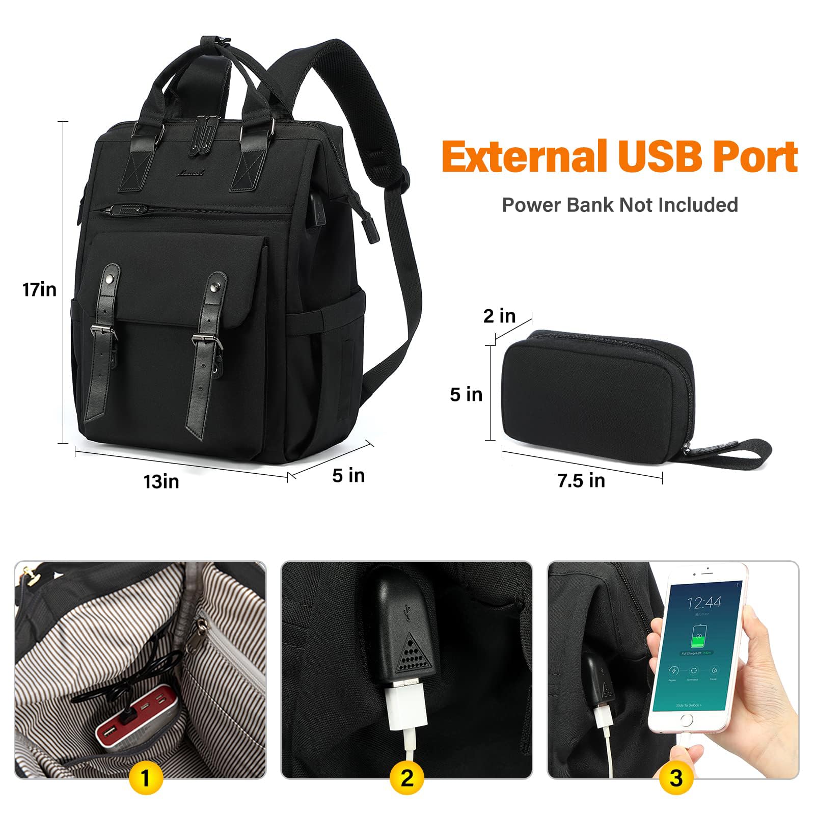 Foto 5 pulgar | Mochila para Laptop Lovevook 15,6 Pulgadas con Puerto Usb Negro - Venta Internacional