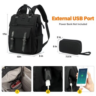 Foto 4 | Mochila para Laptop Lovevook 15,6 Pulgadas con Puerto Usb Negro - Venta Internacional