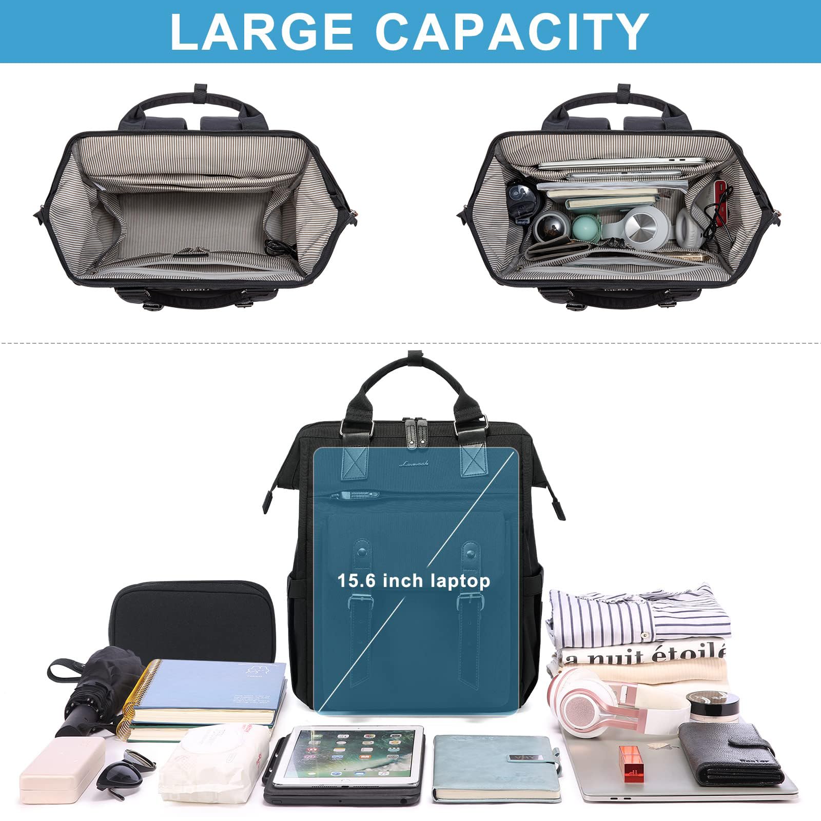 Foto 8 pulgar | Mochila para Laptop Lovevook 15,6 Pulgadas con Puerto Usb Negro - Venta Internacional