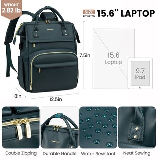 Foto 4 | Mochila para Laptop Lovevook 17 Pulgadas Verde Oscuro - Venta Internacional
