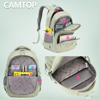 Foto 6 | Mochila Camtop para Laptop 15,6 Pulgadas Verde Salvia - Venta Internacional