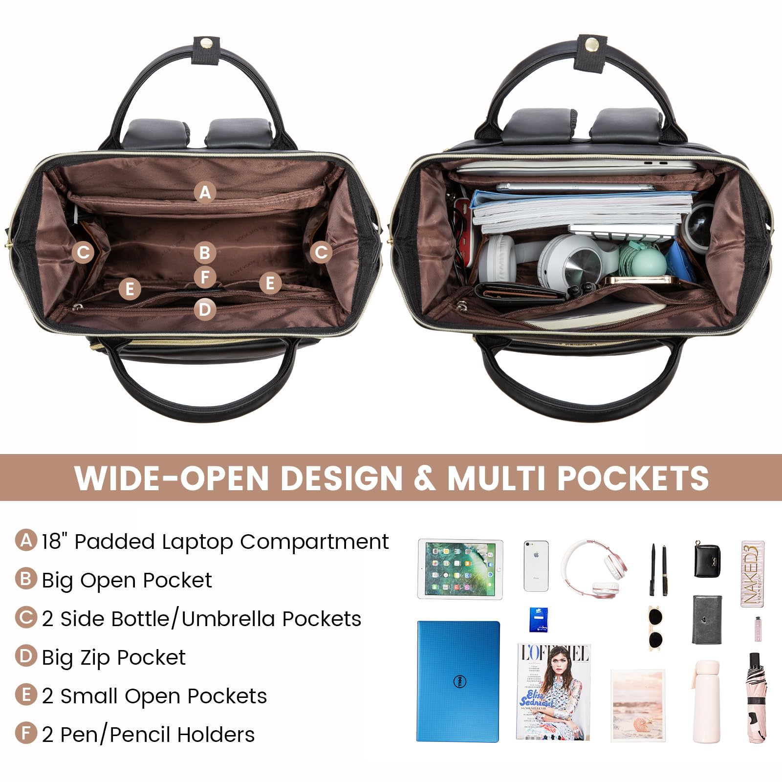 Foto 3 pulgar | Mochila para Laptop Lovevook 18 Pulgadas Negro - Venta Internacional