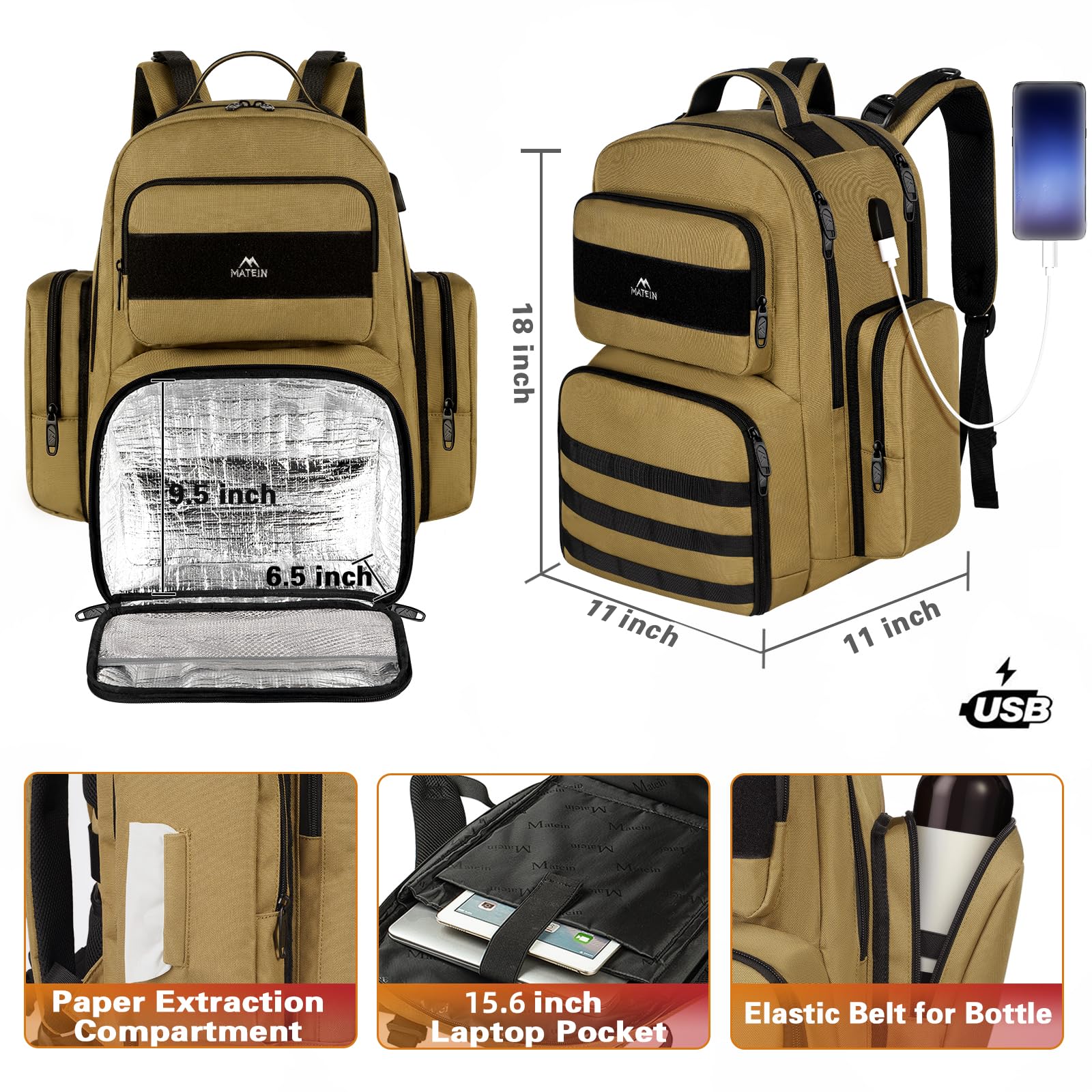 Foto 4 pulgar | Mochila Matein para Portátil 15,6 Pulgadas - Venta Internacional