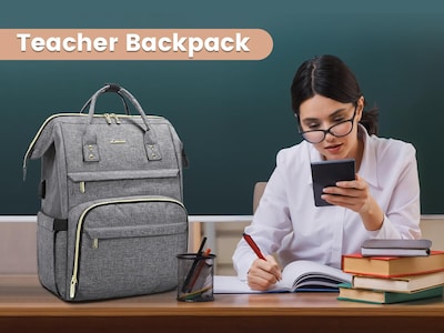 Foto 7 | Mochila para Laptop Lovevook 15.6 Pulgadas Impermeable Gris - Venta Internacional