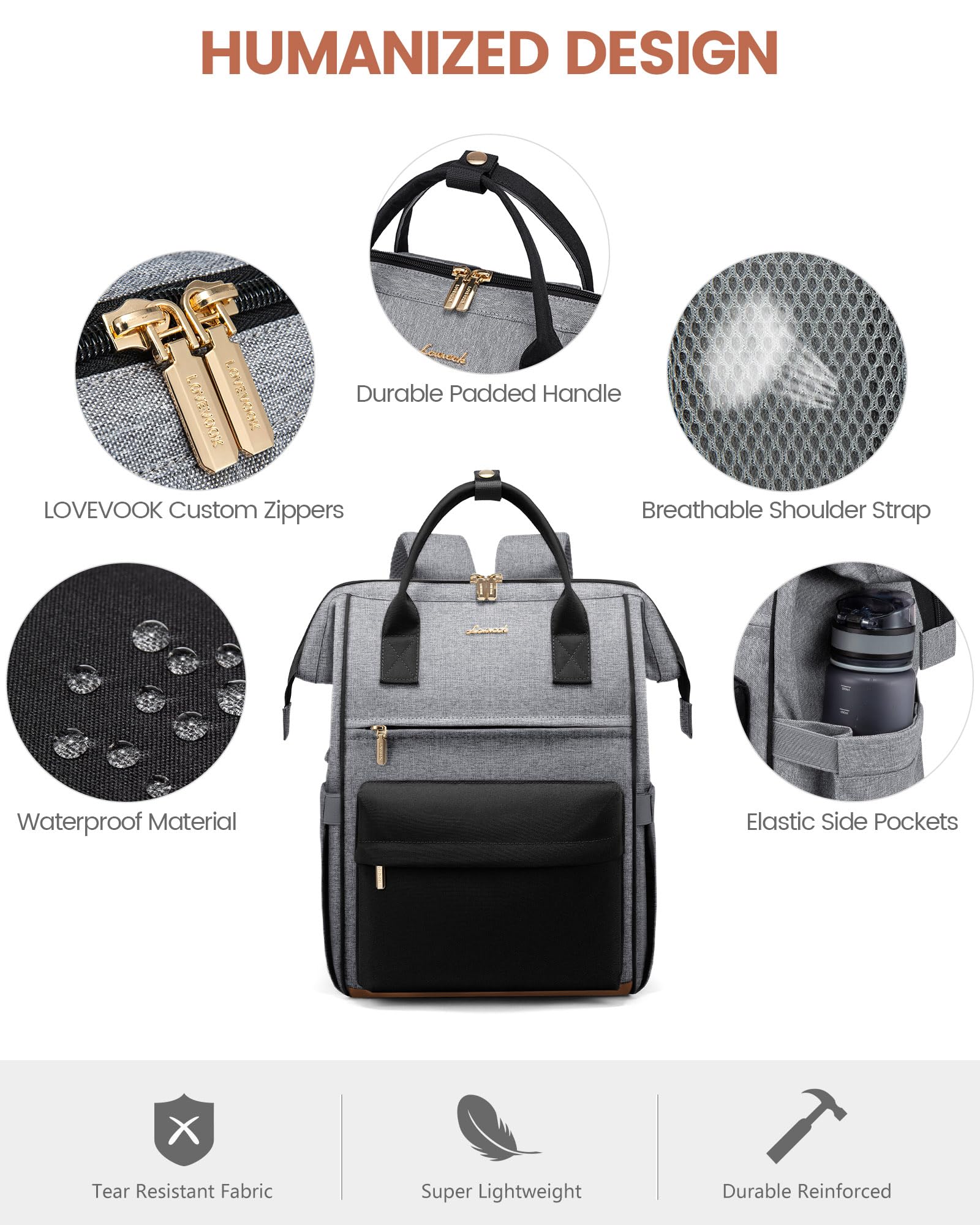 Foto 4 | Mochila para Laptop Lovevook Impermeable 15,6 Pulgadas - Venta Internacional