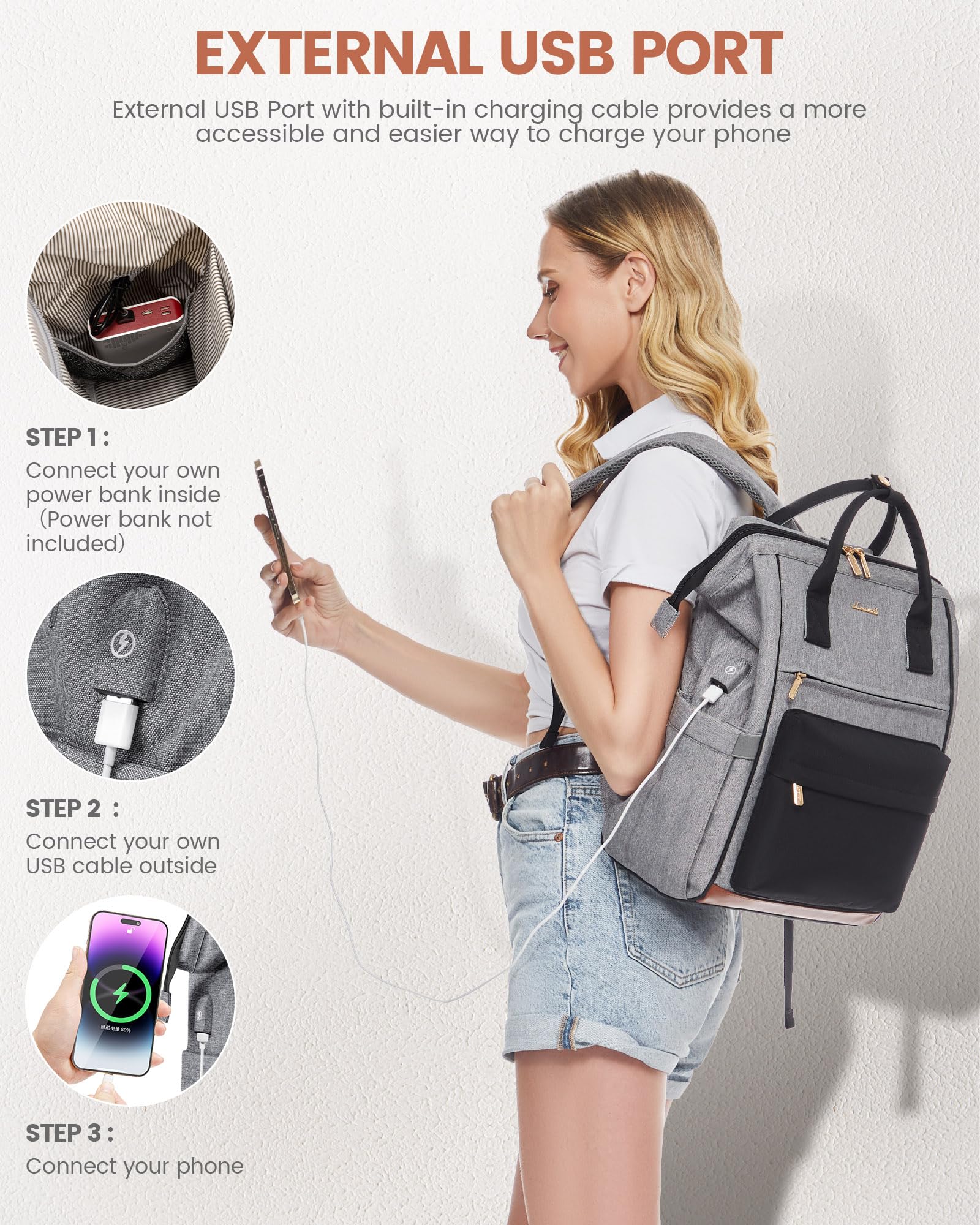 Foto 7 | Mochila para Laptop Lovevook Impermeable 15,6 Pulgadas - Venta Internacional