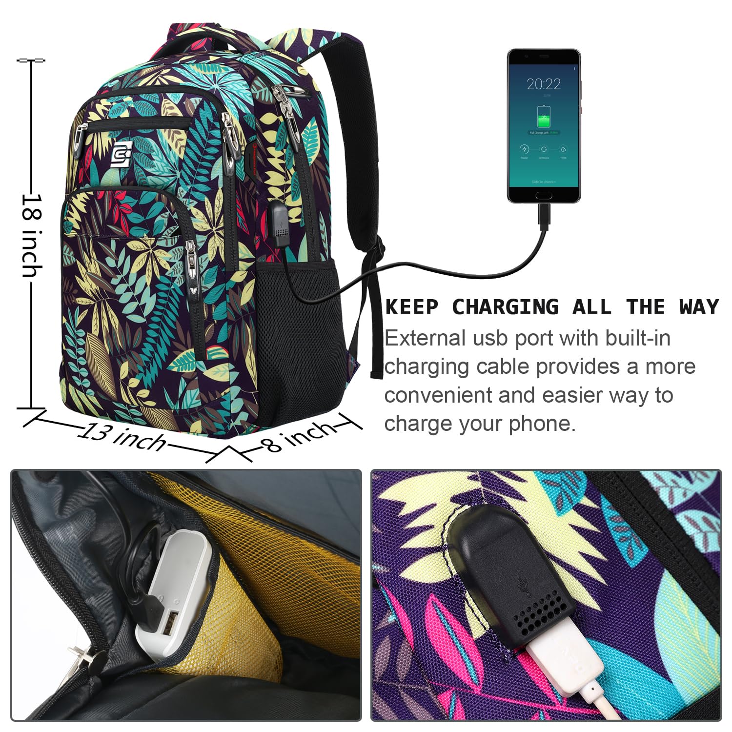 Foto 4 | Mochila Volher para Laptop de 15.6"-Venta Internacional