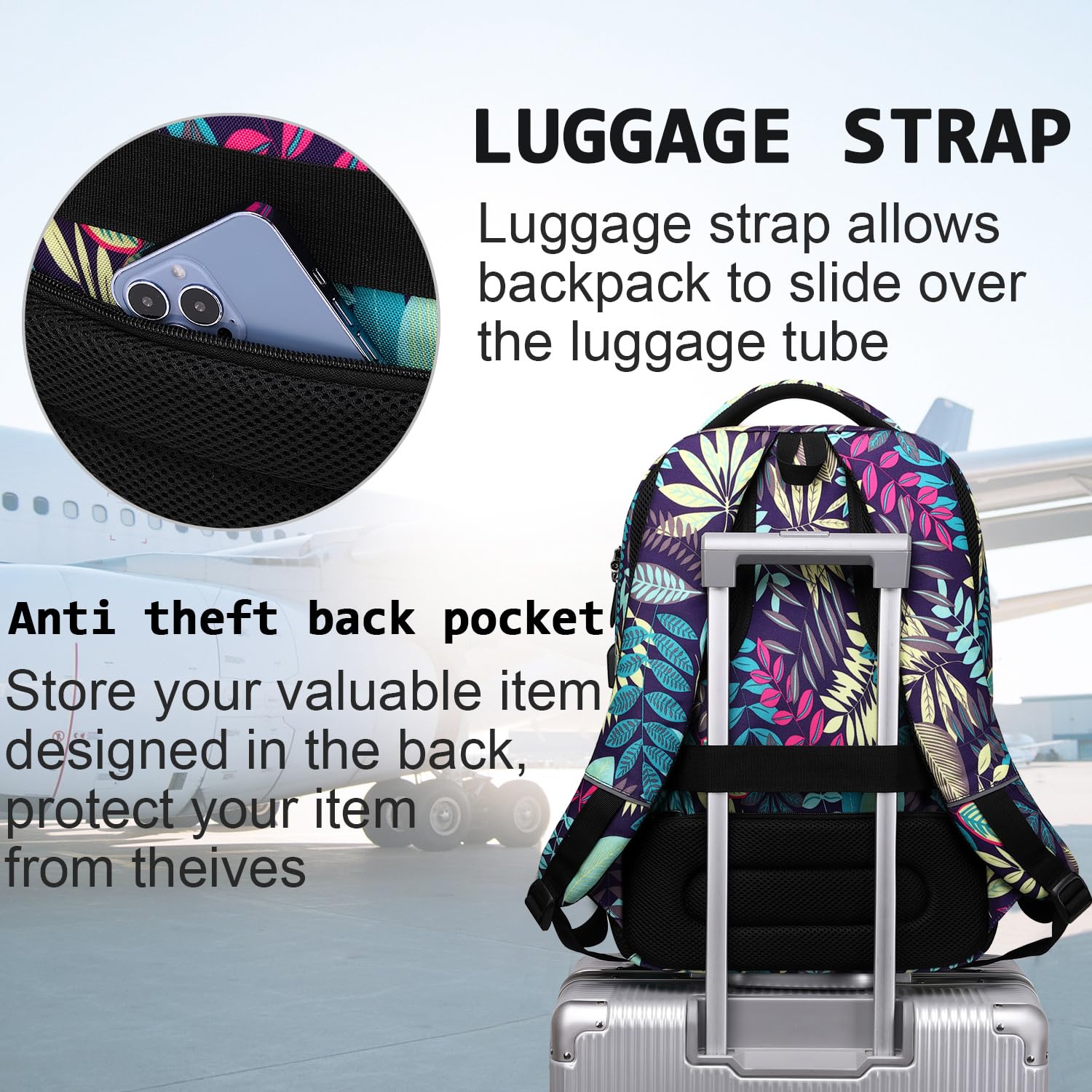 Foto 7 | Mochila Volher para Laptop de 15.6"-Venta Internacional