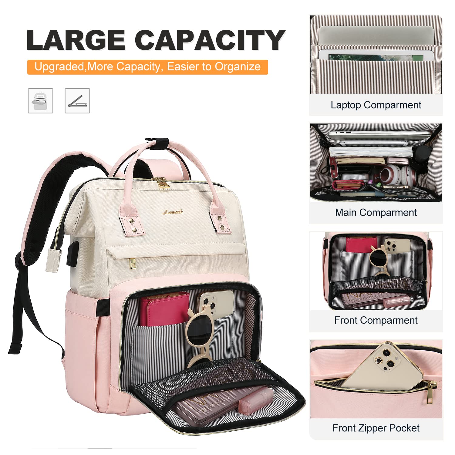 Foto 4 | Mochila Lovevook Rosa para Laptop de 17 Pulgadas - Venta Internacional