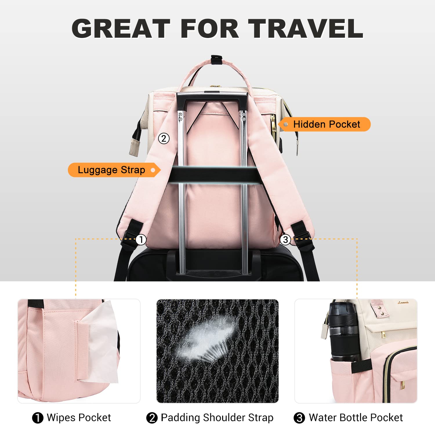 Foto 6 pulgar | Mochila Lovevook Rosa para Laptop de 17 Pulgadas - Venta Internacional