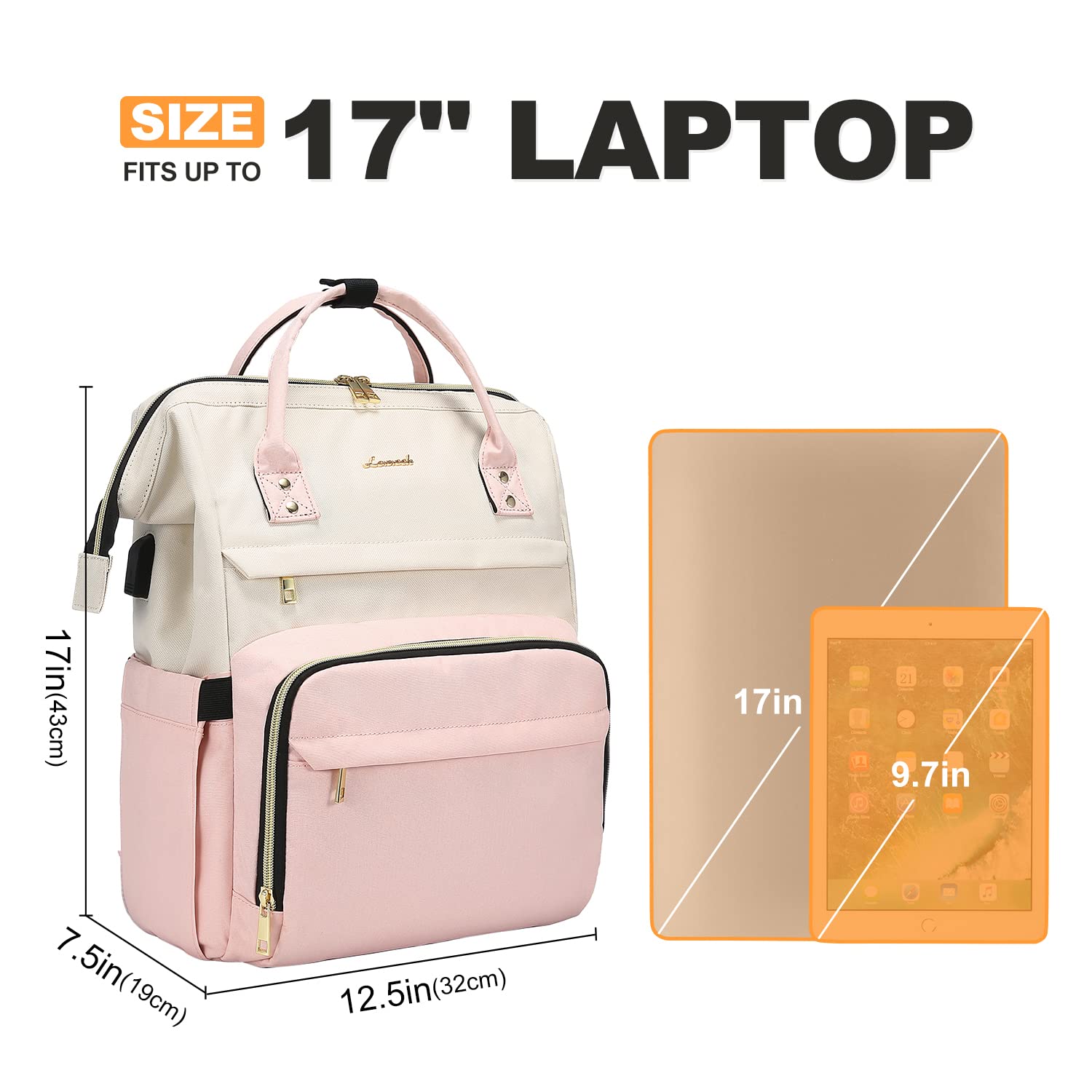 Foto 6 | Mochila Lovevook Rosa para Laptop de 17 Pulgadas - Venta Internacional