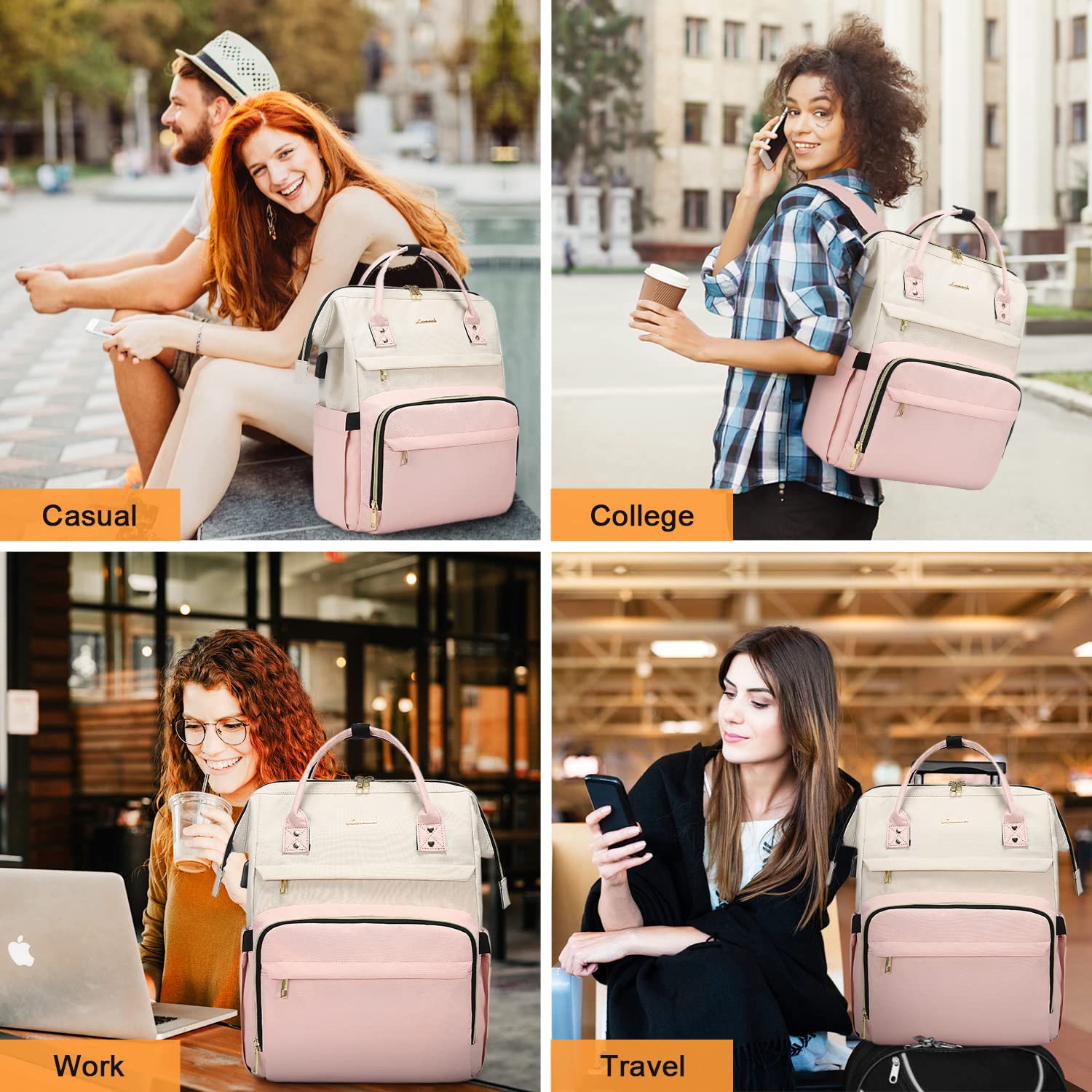 Foto 8 pulgar | Mochila Lovevook Rosa para Laptop de 17 Pulgadas - Venta Internacional