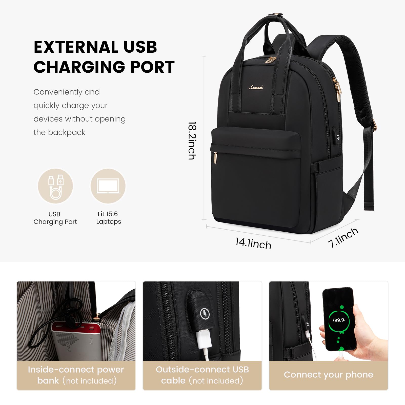 Foto 3 | Mochila para Laptop Lovevook 15.6 Pulgadas - Venta Internacional