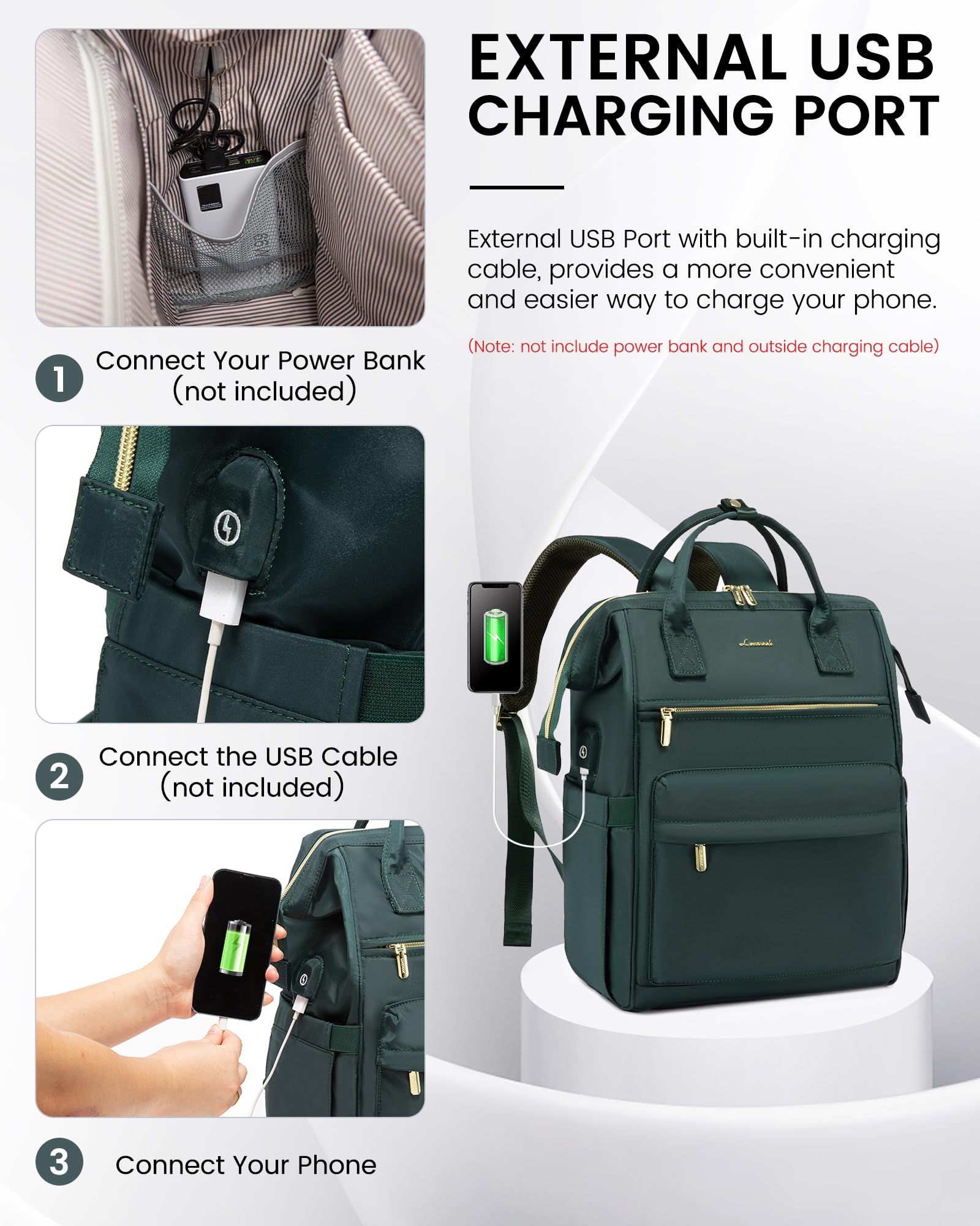 Foto 5 | Mochila para Laptop Lovevook 17 Pulgadas Verde - Venta Internacional