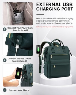 Foto 5 | Mochila para Laptop Lovevook 17 Pulgadas Verde - Venta Internacional