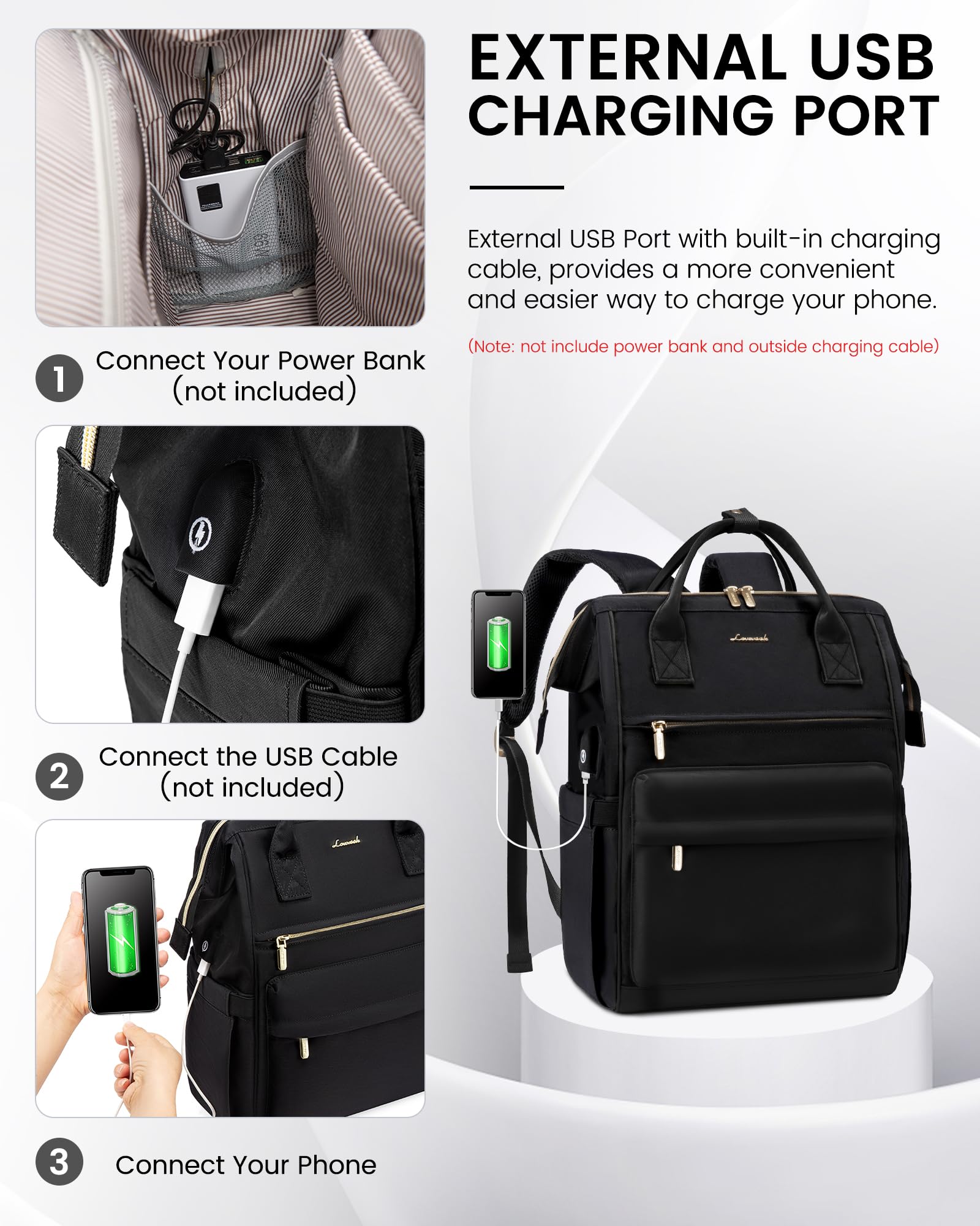 Foto 6 pulgar | Mochila para Portátil Lovevook Negra - Venta Internacional