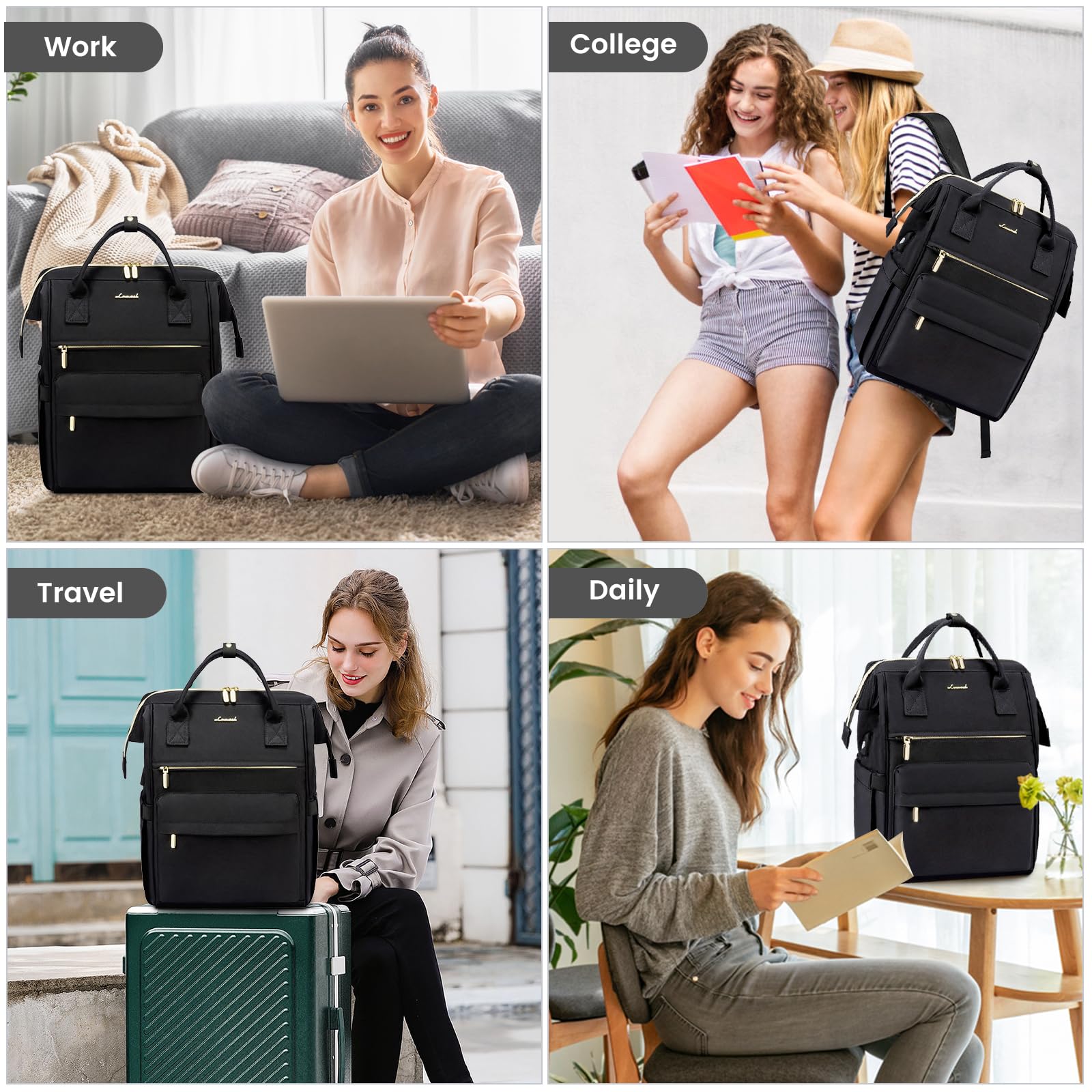 Foto 7 pulgar | Mochila para Portátil Lovevook Negra - Venta Internacional