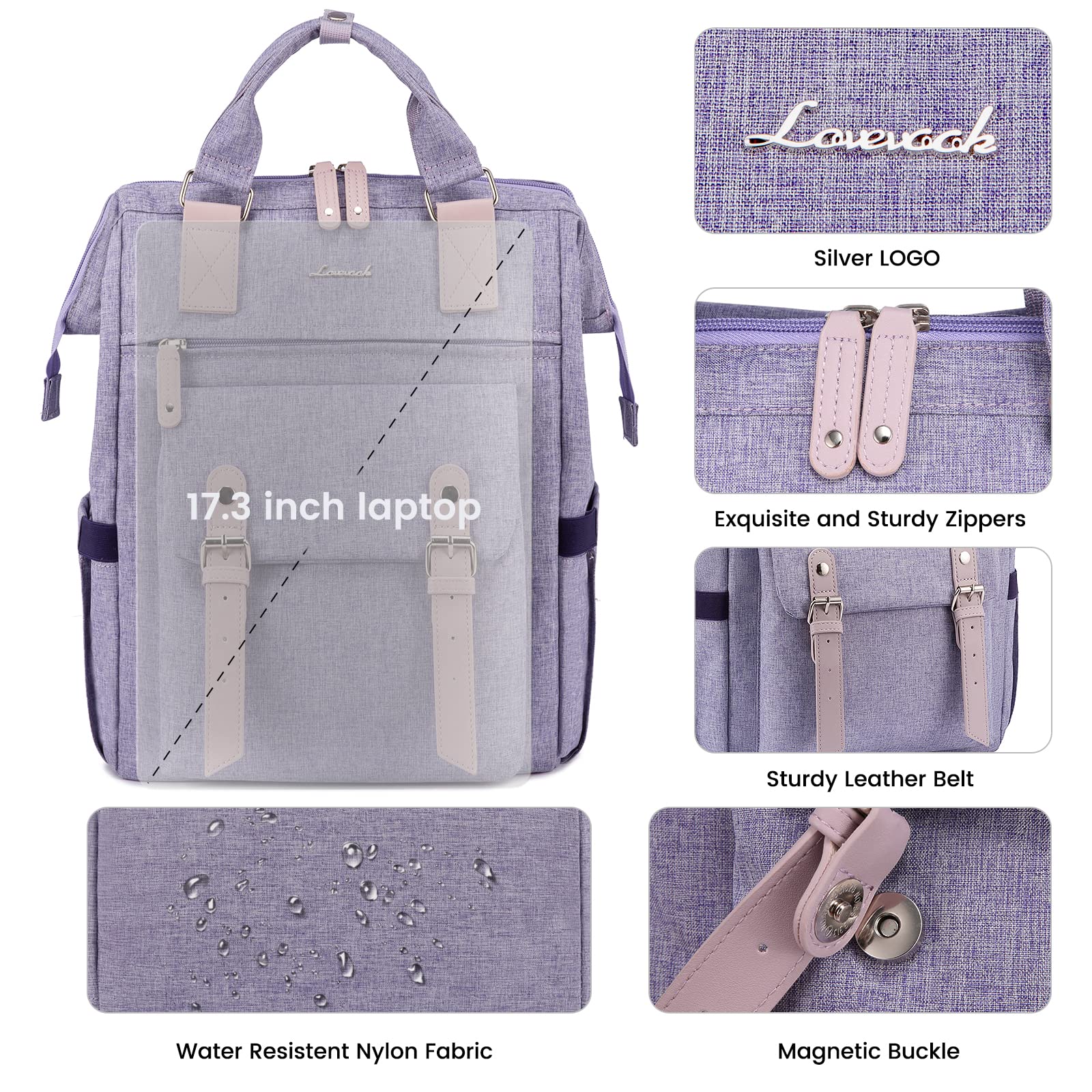 Foto 2 | Mochila para Portátil Lovevook con Puerto Usb - Venta Internacional