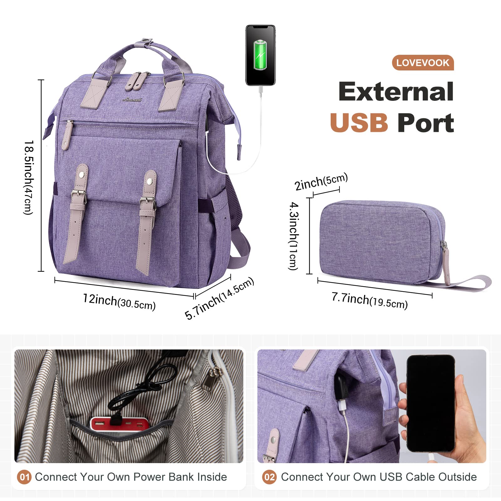 Foto 7 pulgar | Mochila para Portátil Lovevook con Puerto Usb - Venta Internacional