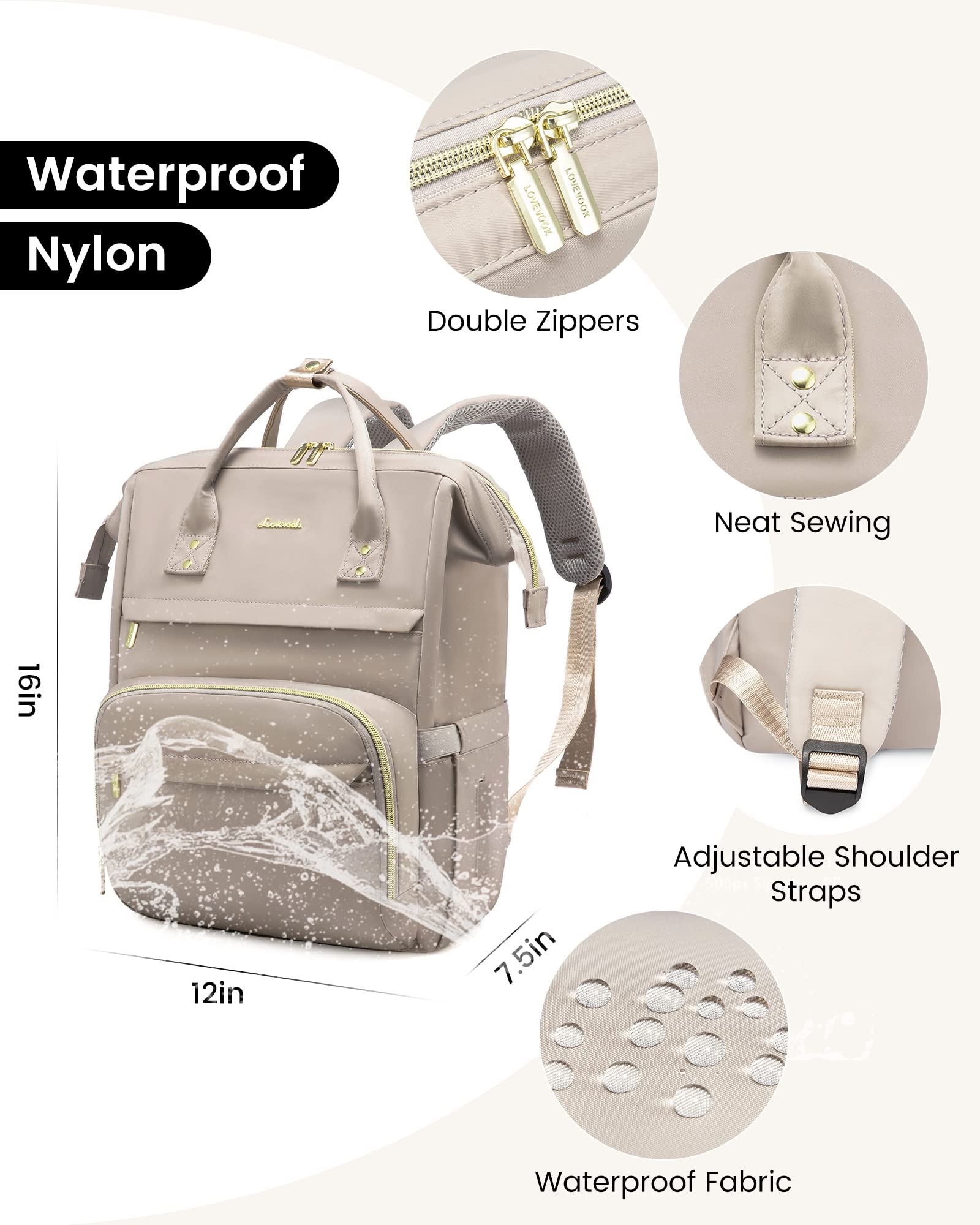 Foto 5 pulgar | Mochila Lovevook College para Laptop 15.6" Impermeable Gris Oscuro - Venta Internacional