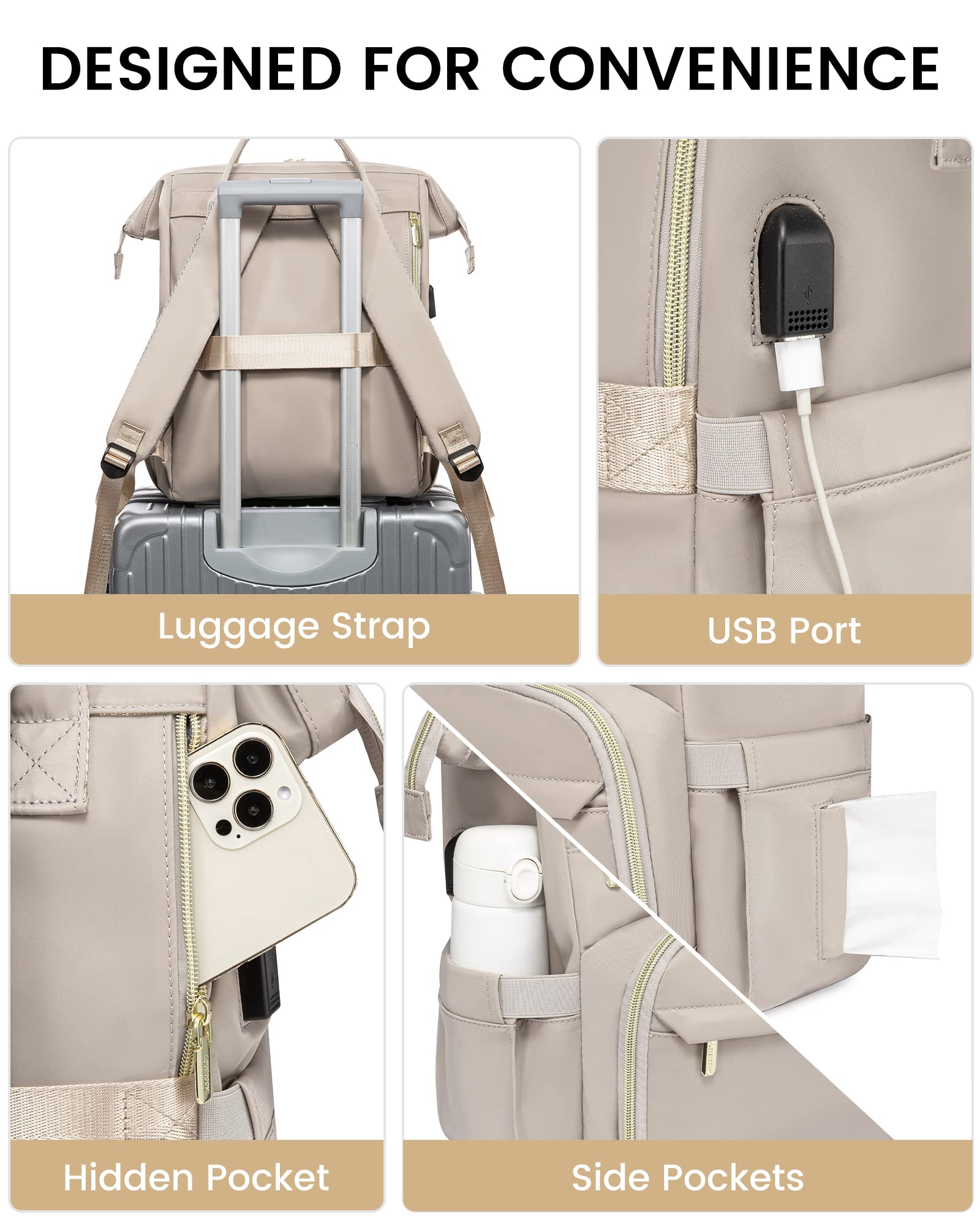 Foto 6 pulgar | Mochila Lovevook College para Laptop 15.6" Impermeable Gris Oscuro - Venta Internacional