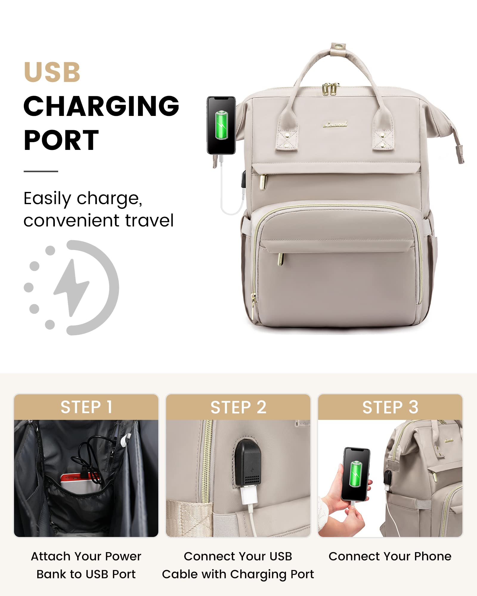 Foto 7 pulgar | Mochila Lovevook College para Laptop 15.6" Impermeable Gris Oscuro - Venta Internacional
