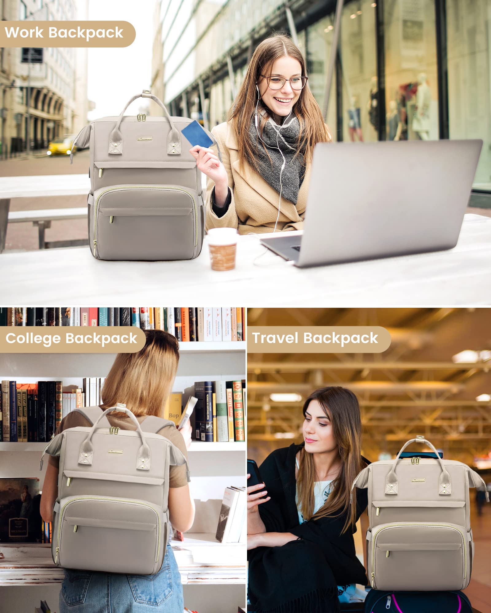 Foto 8 pulgar | Mochila Lovevook College para Laptop 15.6" Impermeable Gris Oscuro - Venta Internacional