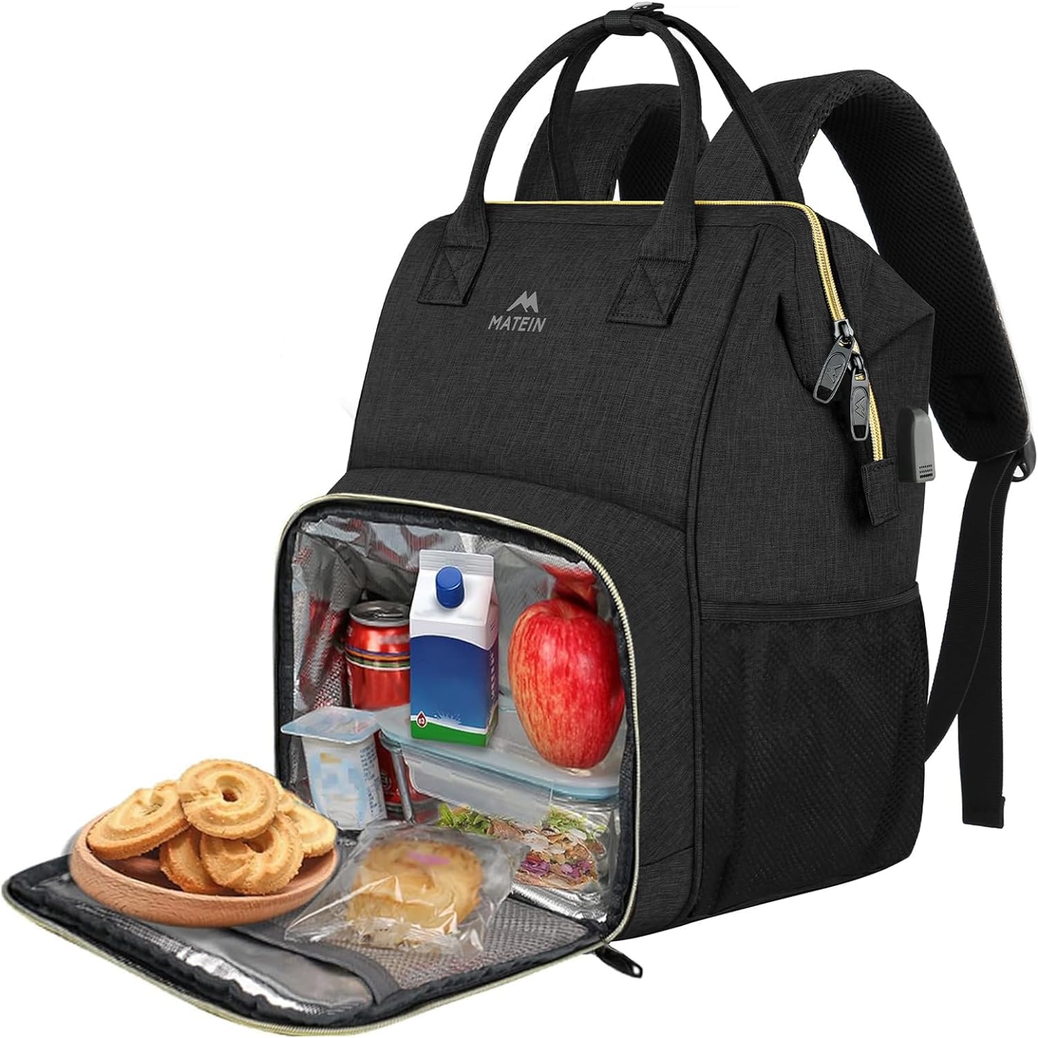 Mochila de Almuerzo Matein con Aislamiento y Puerto Usb Para Portátil de 15.6 Pulgadas - Venta Internacional