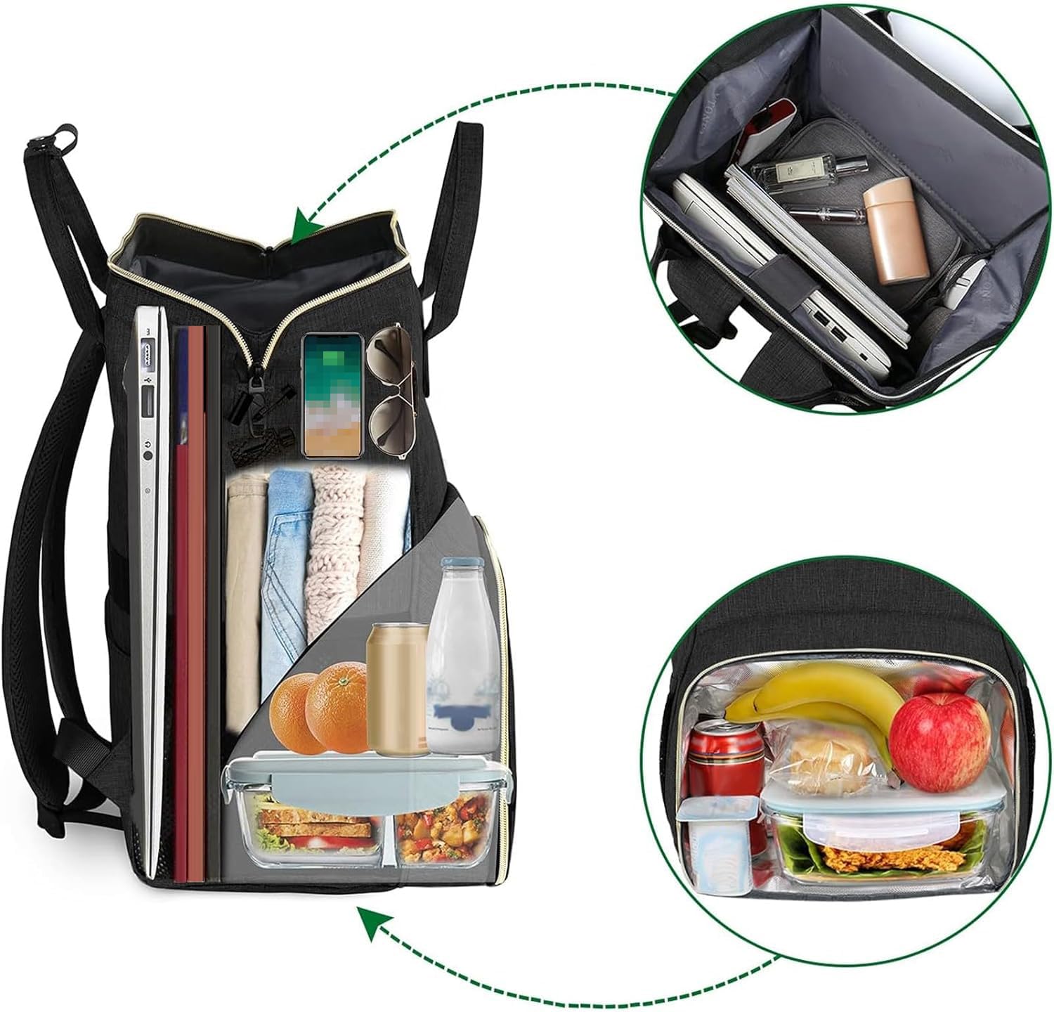Foto 3 pulgar | Mochila de Almuerzo Matein con Aislamiento y Puerto Usb Para Portátil de 15.6 Pulgadas - Venta Internacional