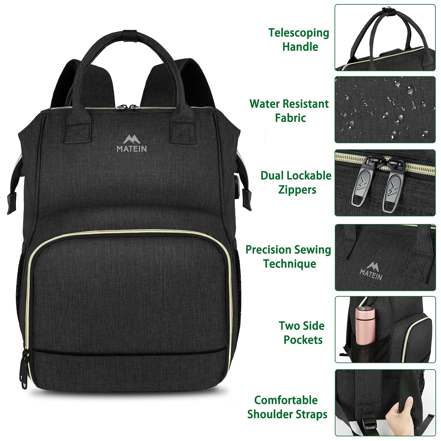 Foto 6 pulgar | Mochila de Almuerzo Matein con Aislamiento y Puerto Usb Para Portátil de 15.6 Pulgadas - Venta Internacional