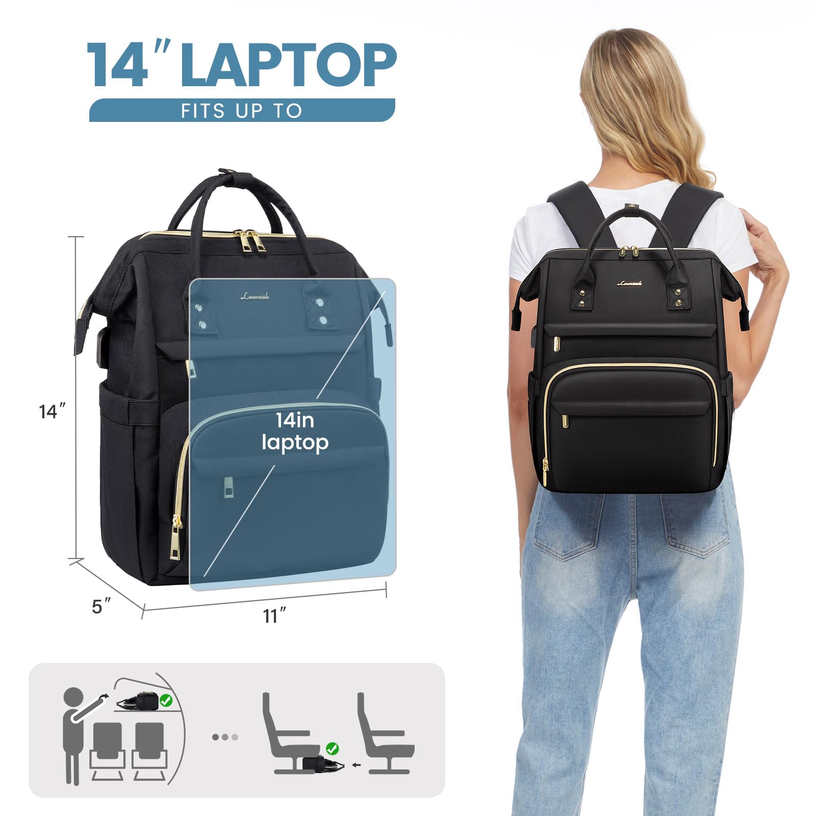 Foto 7 pulgar | Mochila para Laptop Lovevook 14 Pulgadas - Venta Internacional