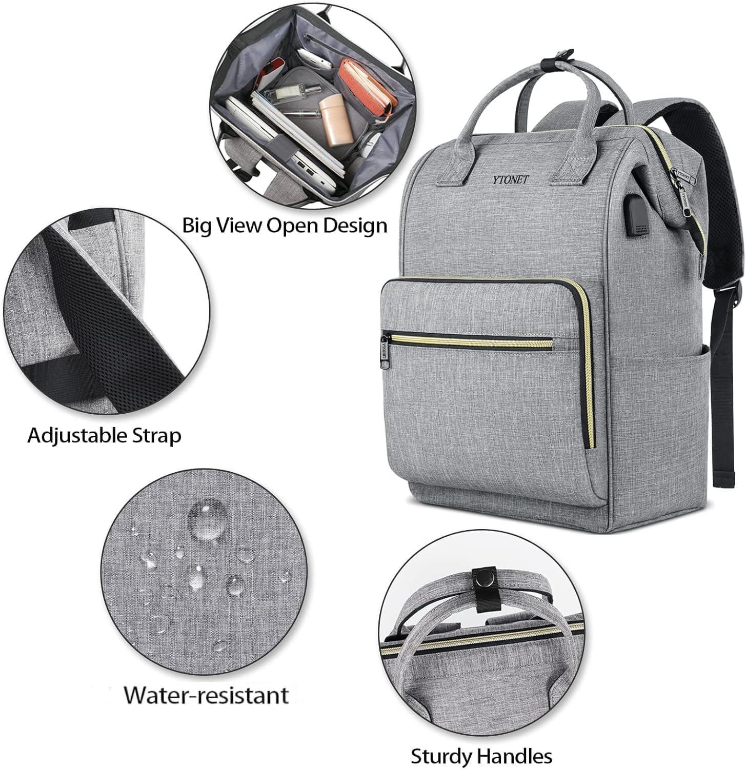 Foto 6 pulgar | Mochila Ytonet para Laptop 17,3'' Gris - Venta Internacional