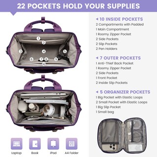 Foto 2 | Mochila Lovevook Morada para Laptop de 15.6"-Venta Internacional