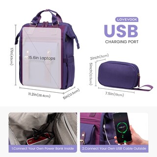 Foto 3 | Mochila Lovevook Morada para Laptop de 15.6"-Venta Internacional