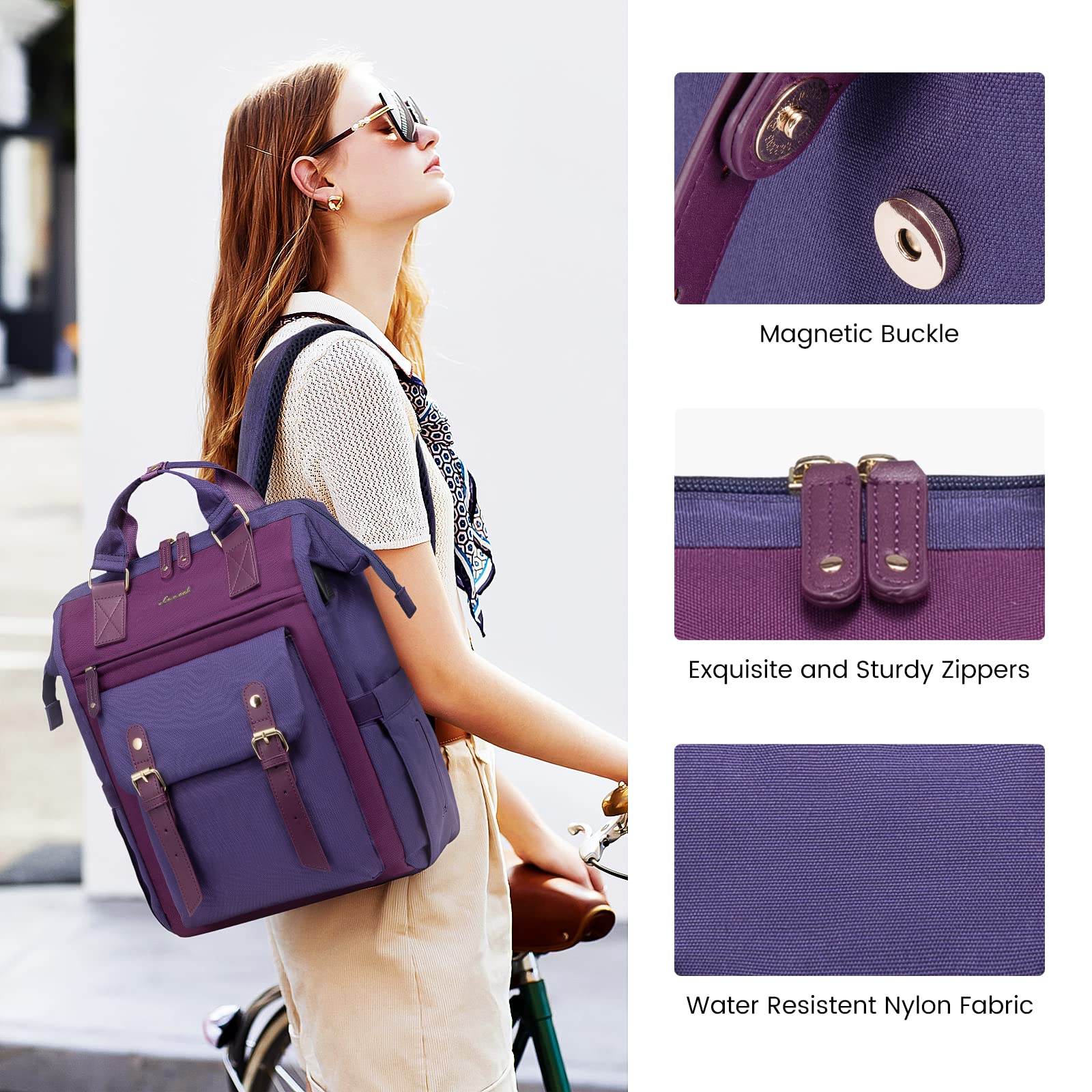Foto 5 | Mochila Lovevook Morada para Laptop de 15.6"-Venta Internacional