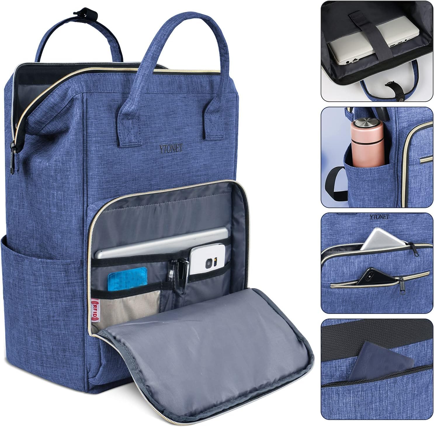 Foto 4 pulgar | Mochila Ytonet para Portátil de 15.6 Pulgadas con Usb Azul - Venta Internacional