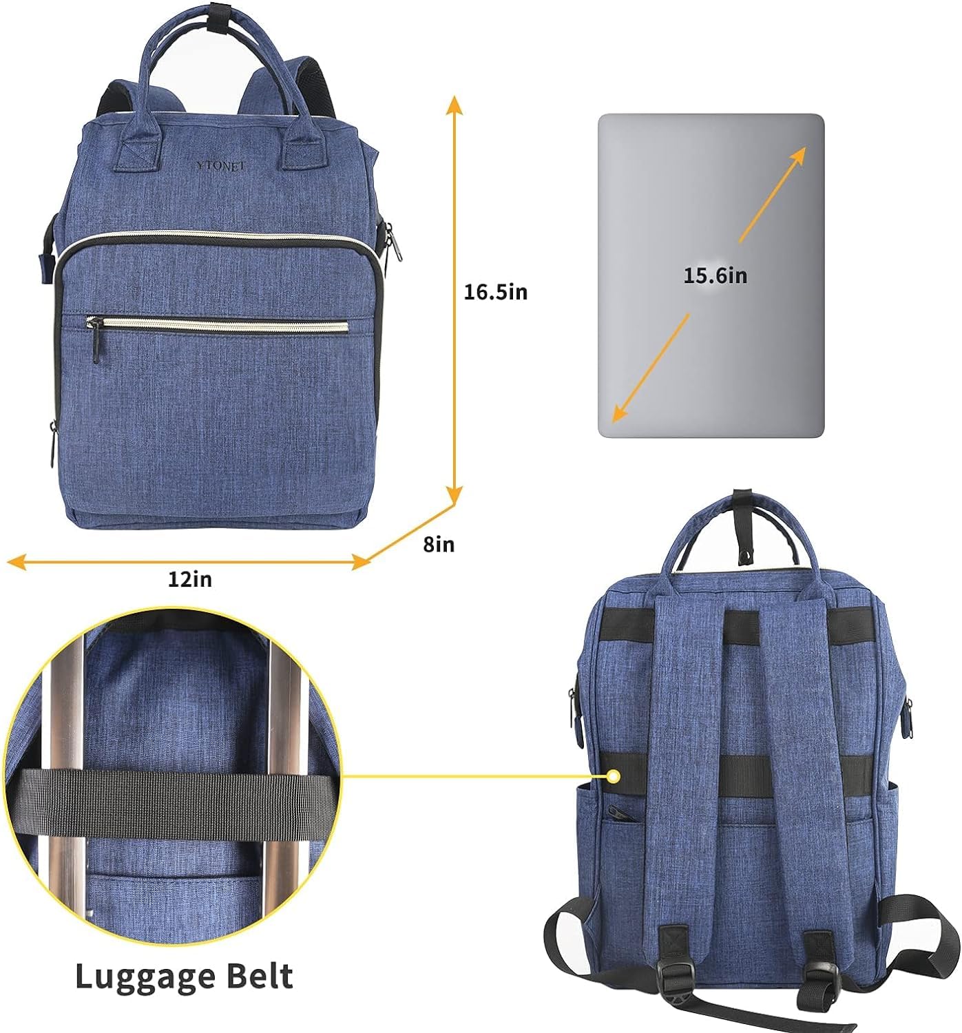 Foto 6 pulgar | Mochila Ytonet para Portátil de 15.6 Pulgadas con Usb Azul - Venta Internacional