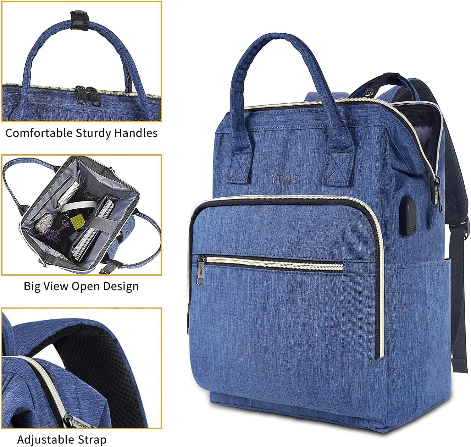 Foto 7 pulgar | Mochila Ytonet para Portátil de 15.6 Pulgadas con Usb Azul - Venta Internacional