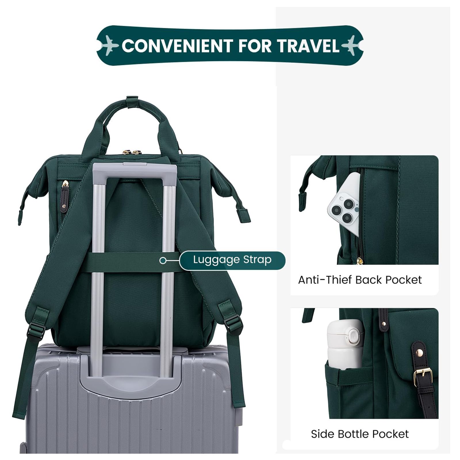 Foto 6 pulgar | Mochila para Portátil Lovevook Verde Oscuro- Venta Internacional