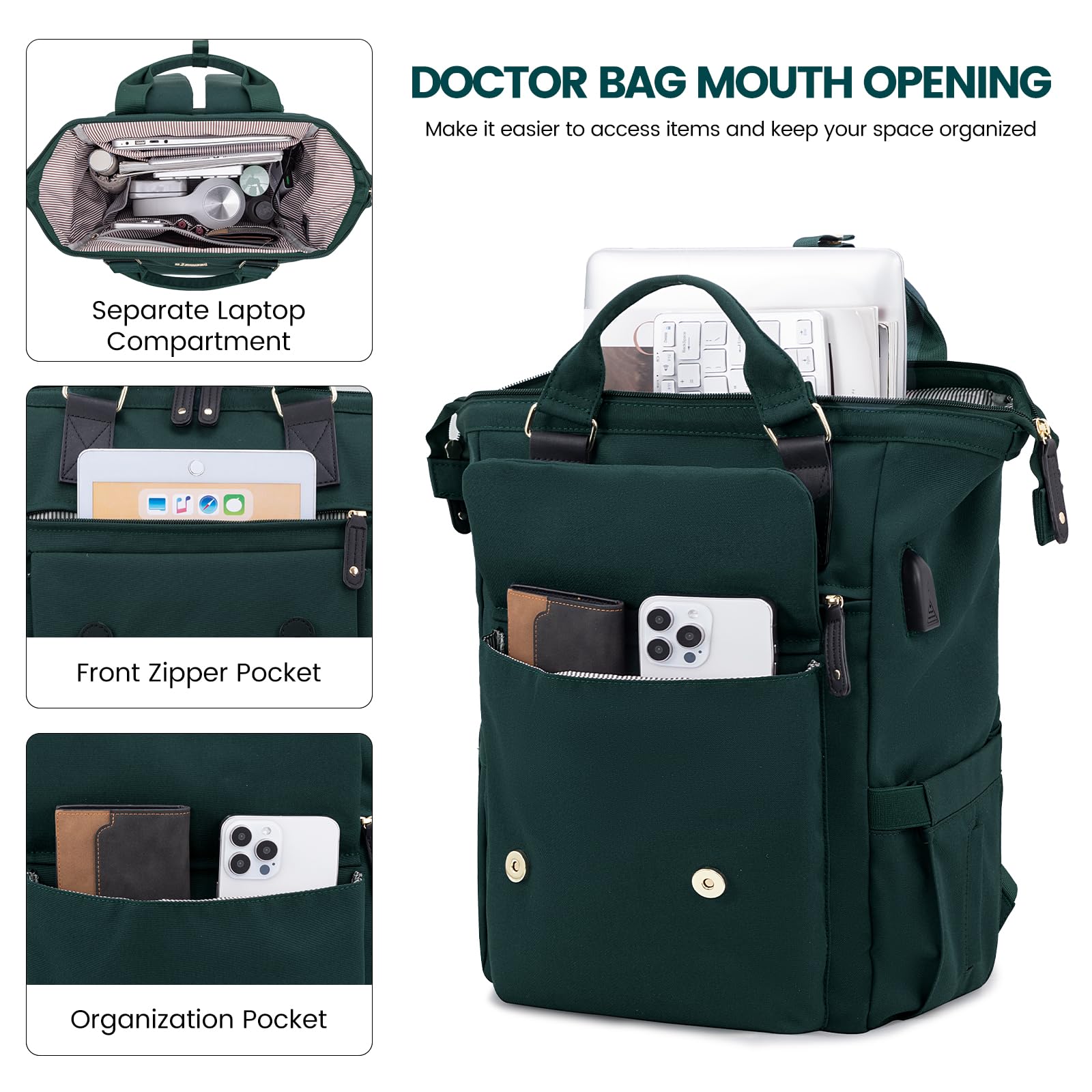 Foto 8 pulgar | Mochila para Portátil Lovevook Verde Oscuro- Venta Internacional