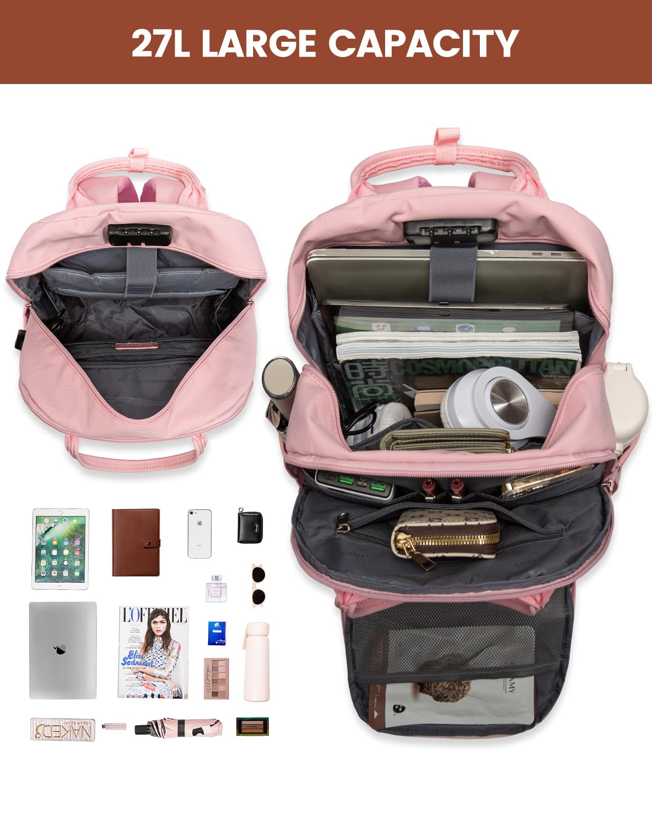 Foto 3 pulgar | Mochila Lovevook Rosa para Laptop de 15.6"-Venta Internacional