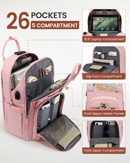Foto 3 | Mochila Lovevook Rosa para Laptop de 15.6"-Venta Internacional
