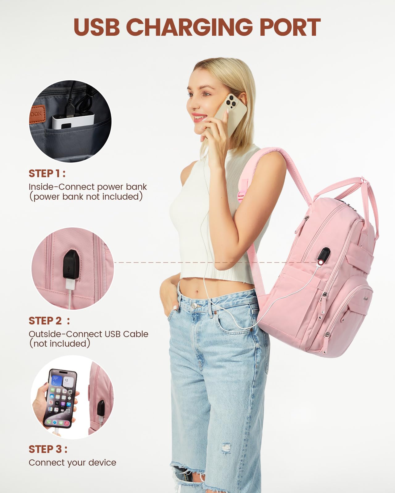 Foto 6 | Mochila Lovevook Rosa para Laptop de 15.6"-Venta Internacional